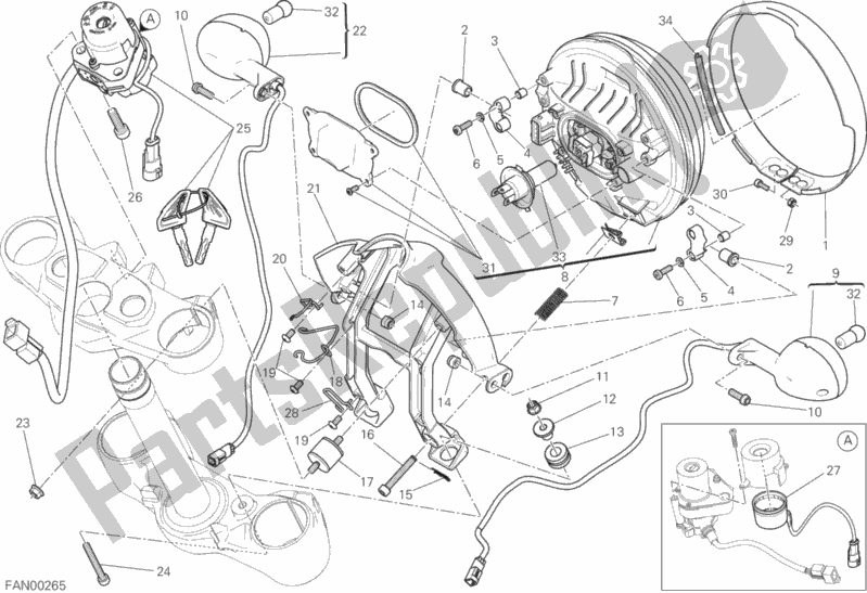 Alle onderdelen voor de Koplamp van de Ducati Scrambler Flat Track Brasil 803 2016